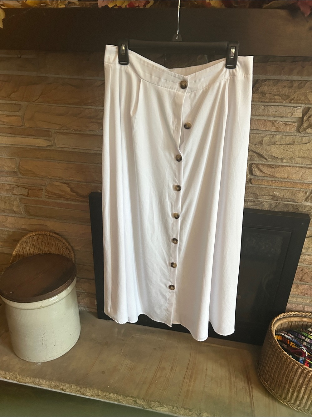 SHEIN White Button-Front Maxi Skirt
